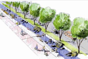 13 Idéskisse for Hovinbekken i Gladengveien. (Bjørbekk & Lindheim)