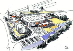 16 Hovinbekkdam og ny skole. Teglverkstomta Mulighetsstudie  (Undervisningsbygg)